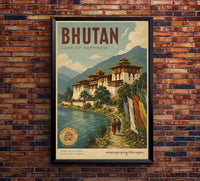 Bhutan - Tourism - v1 - Vintage Travel Poster