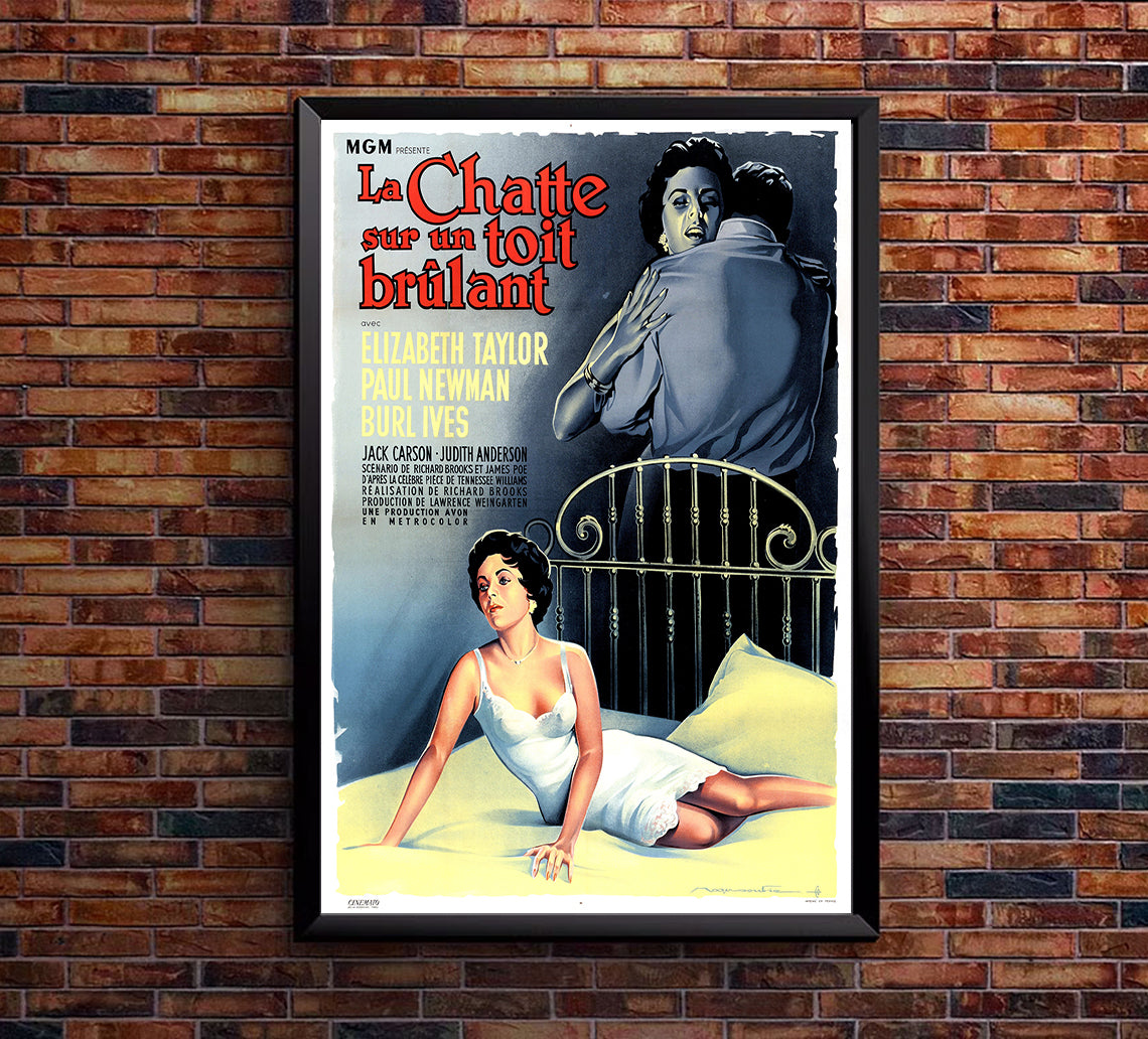 Cat on a Hot Tin Roof 1958 - Paul Newman - France - Classic Movie Poster