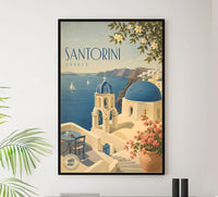 Greece - Santorini - Vintage Tourism Travel Poster