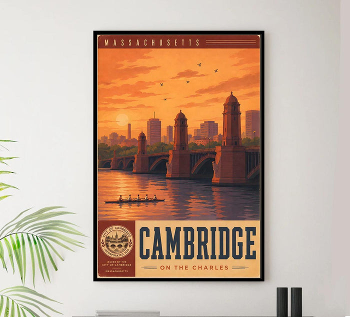 Massachusetts - Cambridge - Vintage Tourism Travel Poster