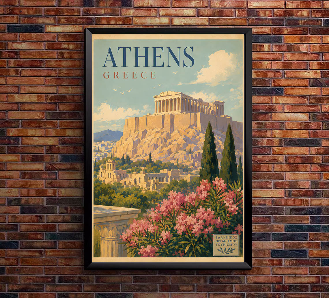 Greece - Athens - Tourism - v1 - Vintage Travel Poster