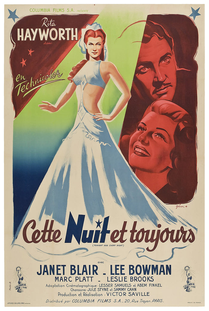 Tonight and Every Night 1945 - Rita Hayworth - French - Classic Movie Poster