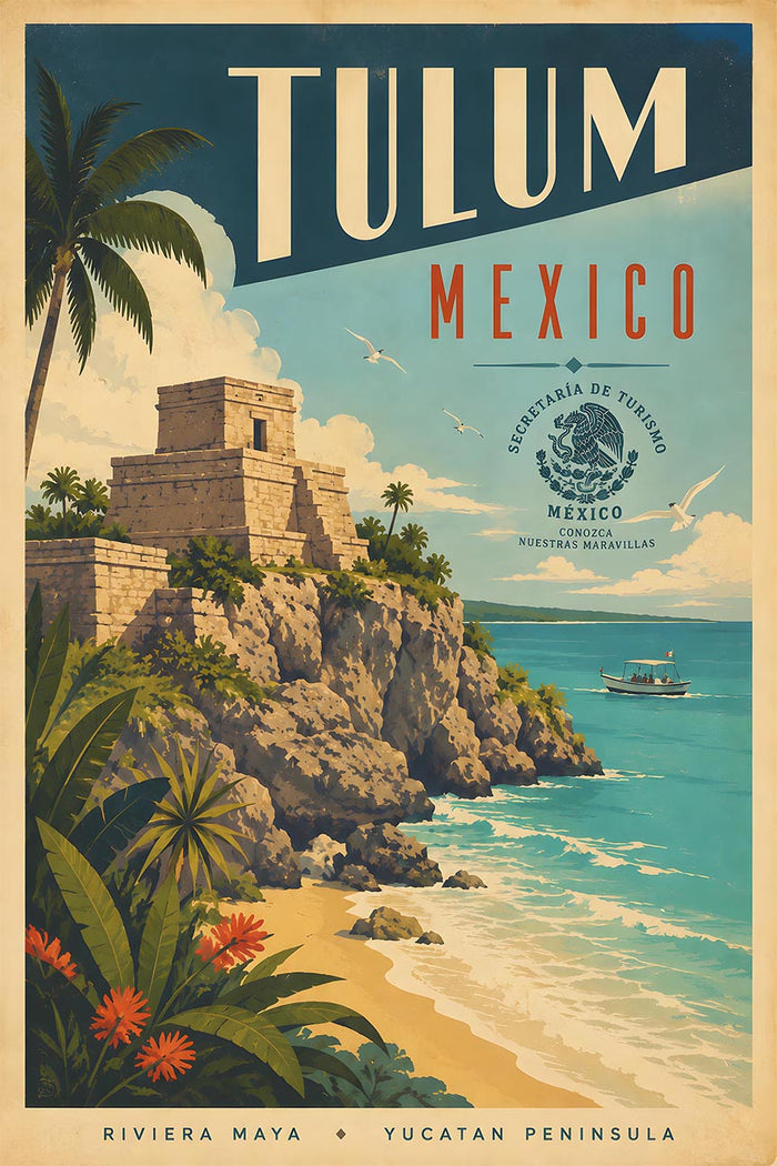 Mexico - Tulum - Vintage Tourism Travel Poster