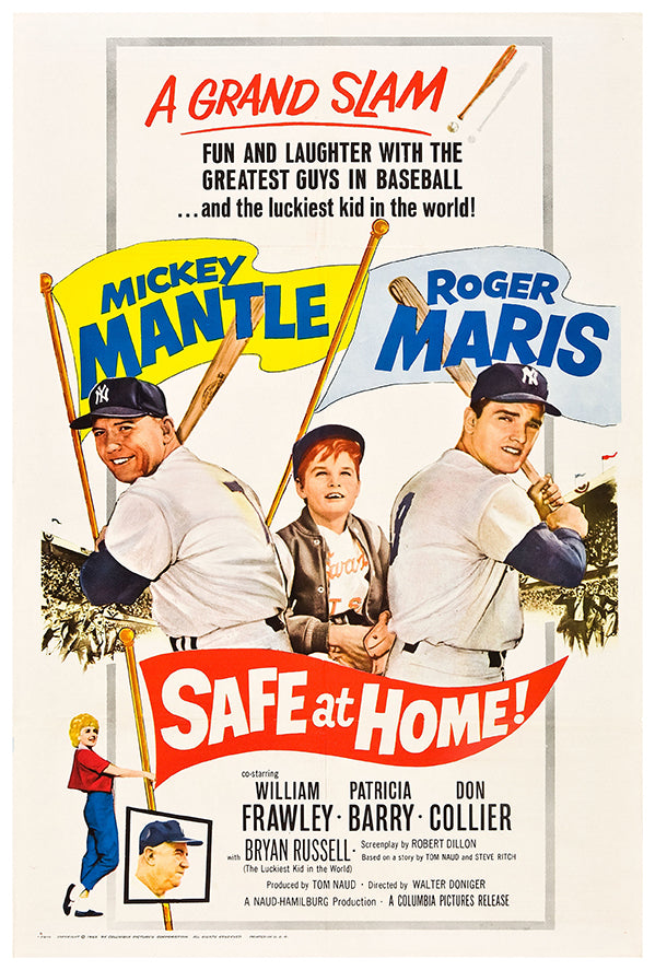 Safe at Home - Mickey Mantle - 1962 - Vintage Movie Poster
