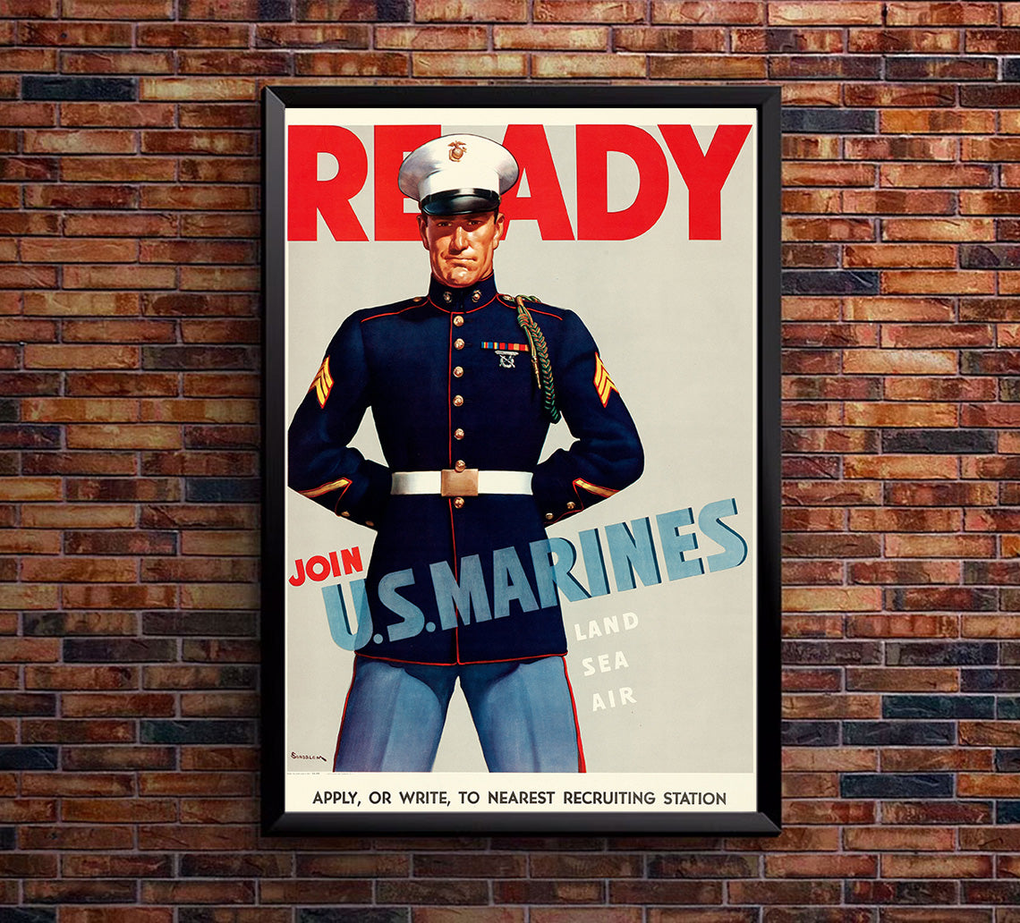 Ready - Join the US Marines - WW2 Poster