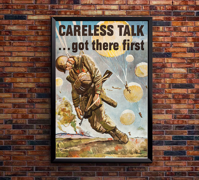 Careless Talk - Airborne - Paratrooper - WW2 Poster