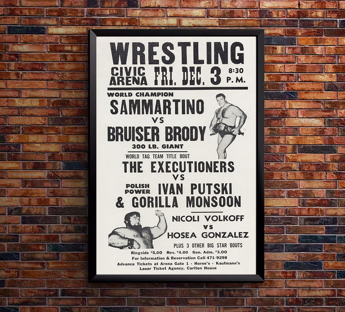 Sammartino vs Bruiser Brody - 1976 - Vintage Wrestling Poster