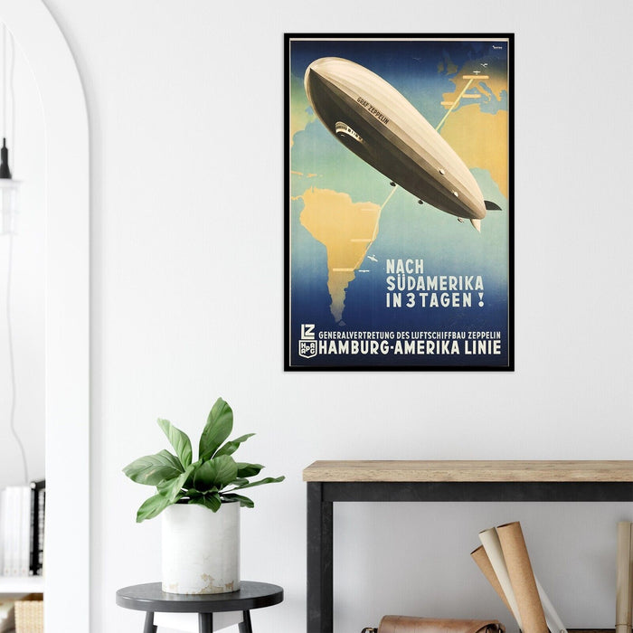 Graf Zeppelin - Hamburg to America Line - 1937 - Vintage Airline Travel Poster