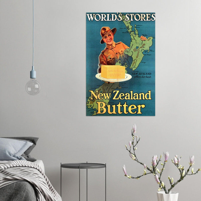 New Zealand Butter Advertisement WW1 Era - Vintage Travel Poster