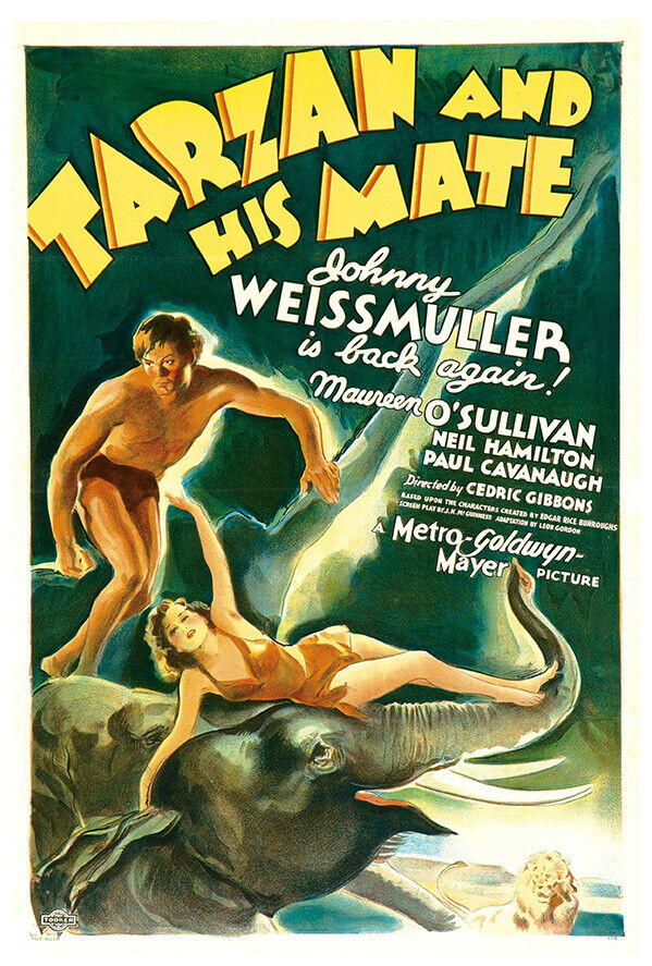 Tarzan and His Mate - Johnny Weissmuller - Classic Movie Poster