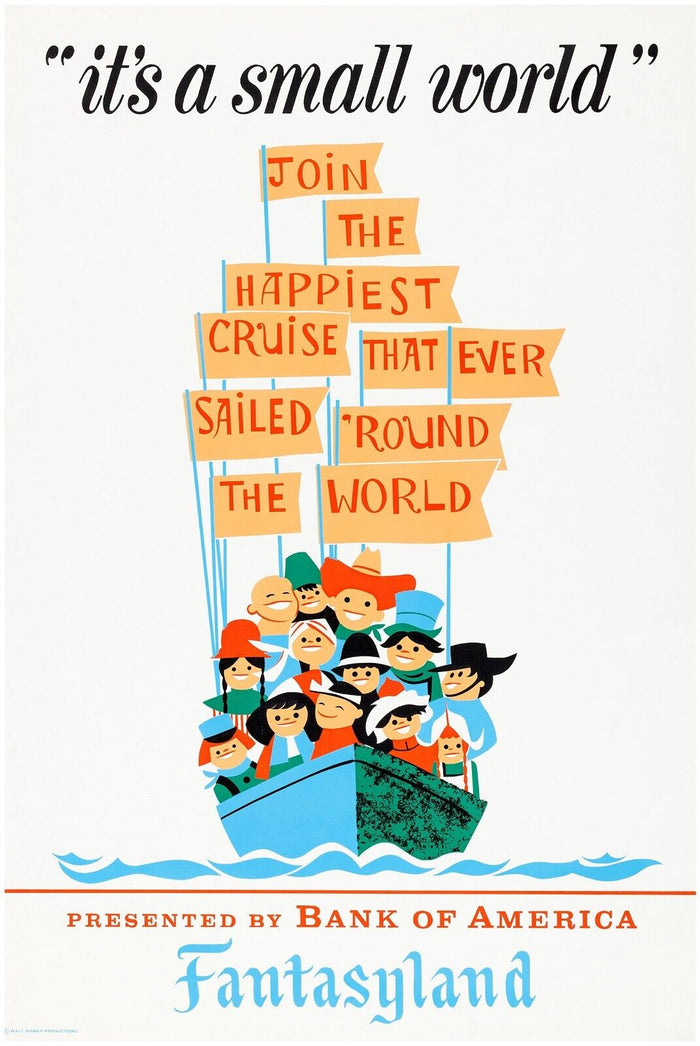 It's a Small World  - Disneyland Attraction Poster  - Disney Vintage