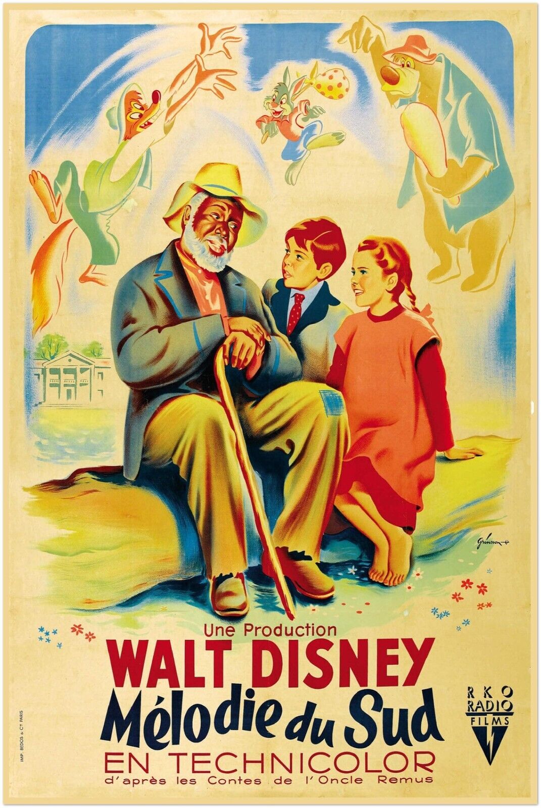 Song of the South - Disney Movie Poster Vintage - French Version