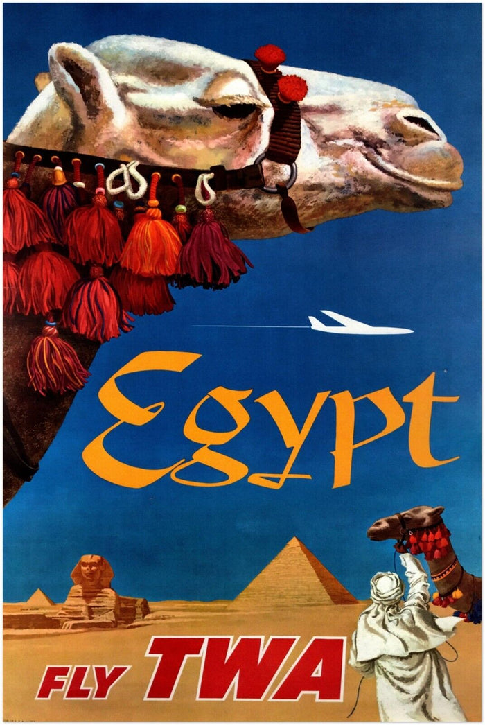 Egypt - Fly TWA - Camel and Pyramid - Vintage Airline Travel Poster