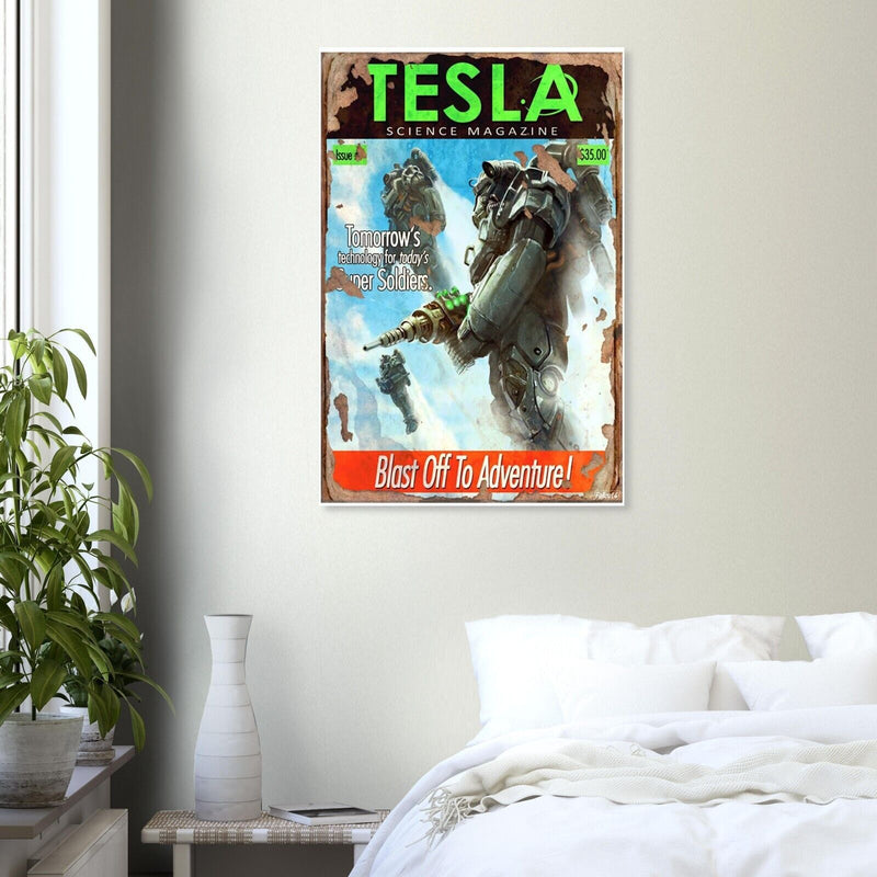 Tesla Science Journal - Blast Off to Adventure - Fallout 4 Poster