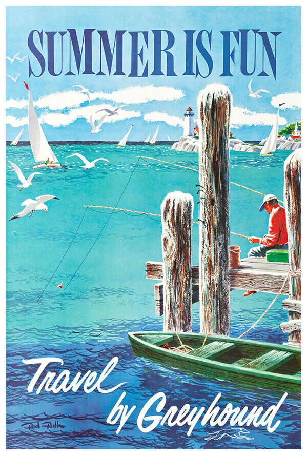 Summer is Fun - Greyhound Bus Line - 1960s Vintage US Travel Poster