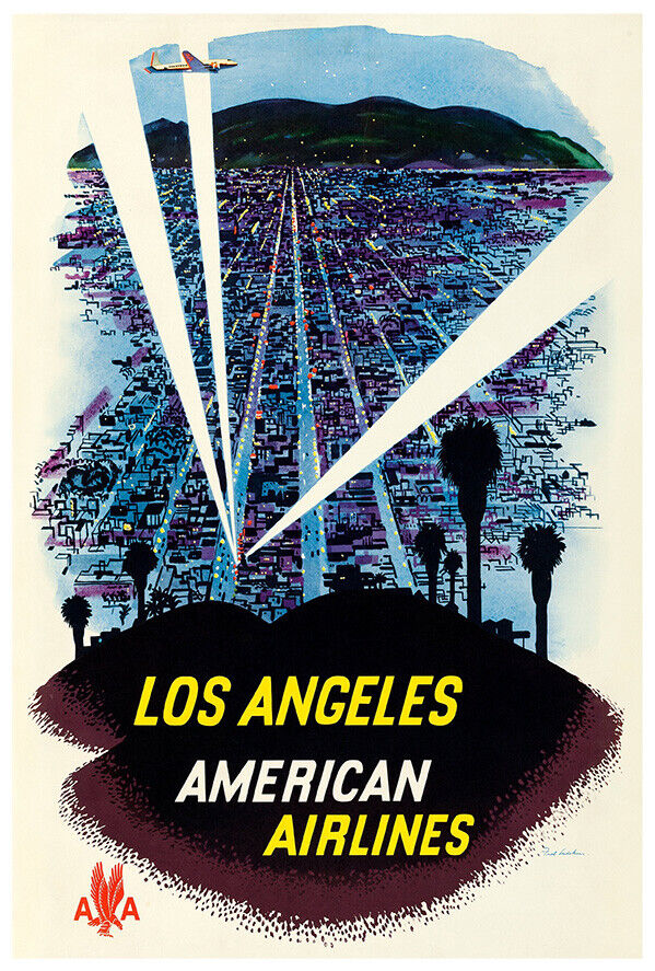 American Airlines - California - Los Angeles  - Vintage Airline Travel Poster