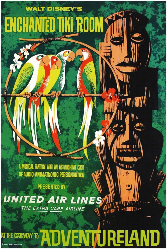 Disney Attraction Poster - Enchanted Tiki Room - Vintage (24 x 36 Inches)