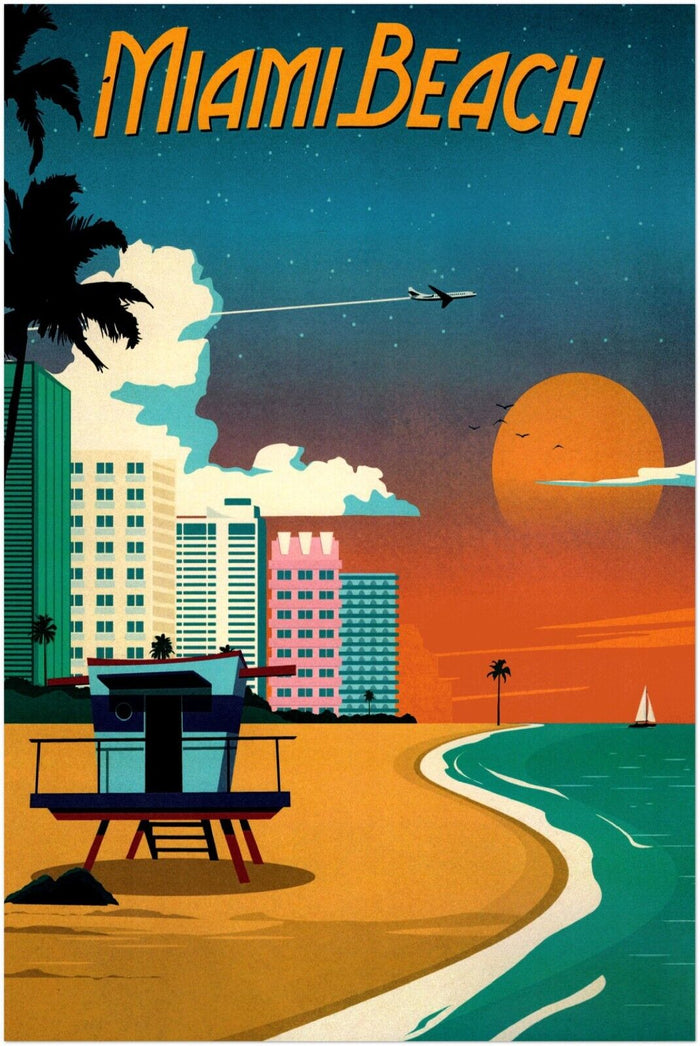 Miami Beach - Florida - Vintage Travel Poster