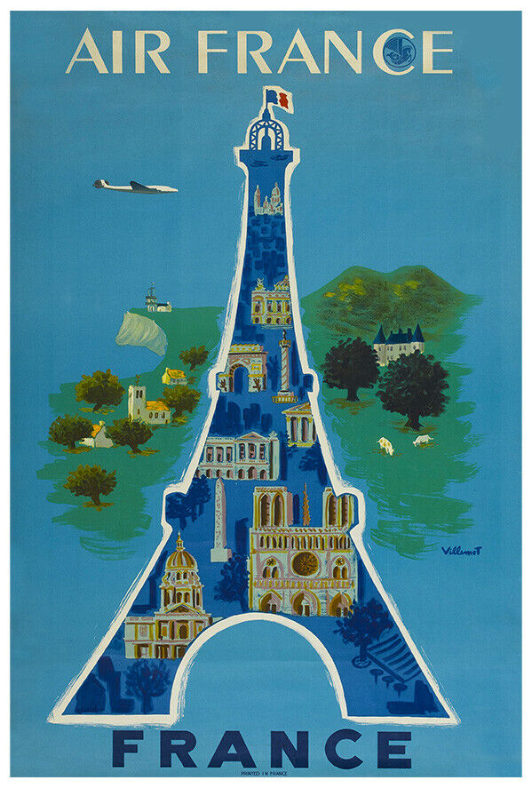 Air France - Eiffel Tower - Vintage Airline Travel Poster