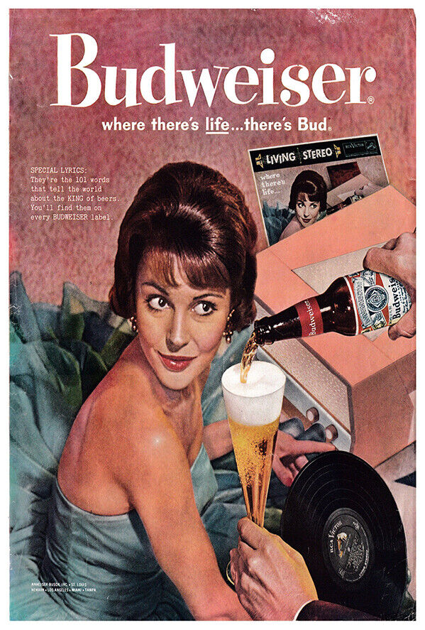 Budweiser - Where There is Life There is Bud  - Vintage Advertising Poster