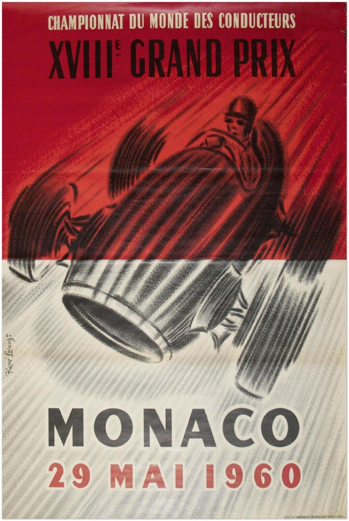 Monaco Grand Prix 1960 - Vintage Auto Racing Poster