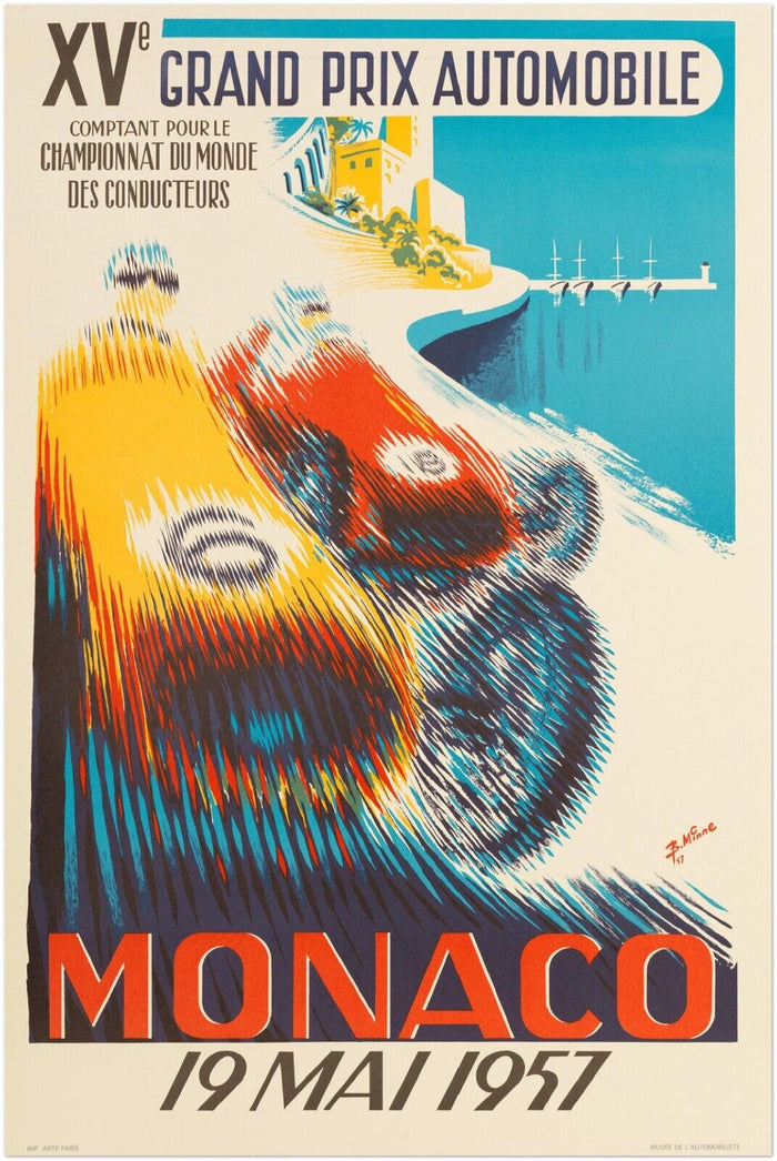 Monaco Grand Prix 1957 - Vintage Auto Racing Poster