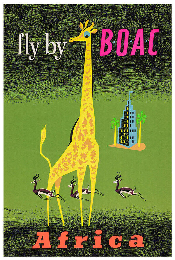 British Overseas Airways Corporation - Africa  - Vintage Airline Travel Poster