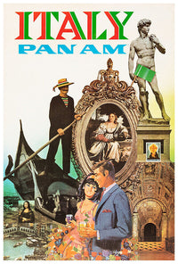 Italy v2 - 1960s - Vintage Travel Poster - Airline Advertisement
