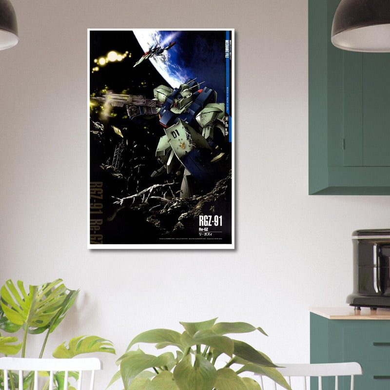 Re-Gz - RGZ-91 - Gundam Mechanical Poster - Japanese Anime Poster