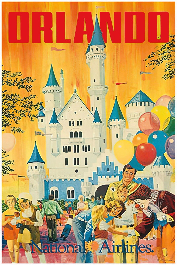 Disney Attraction Poster - Orlando - Retro National Airlines Vintage Poster