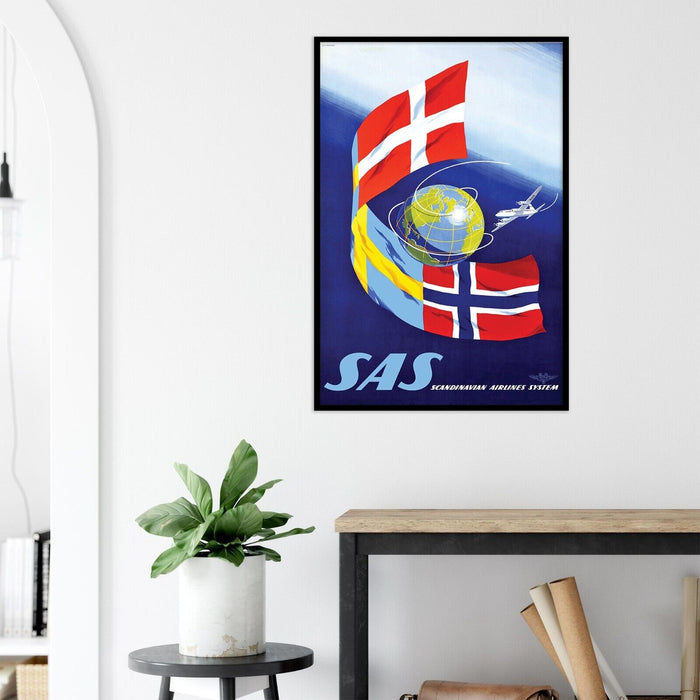 Scandinavian Airlines System - SAS - 1950s - Vintage Travel Poster