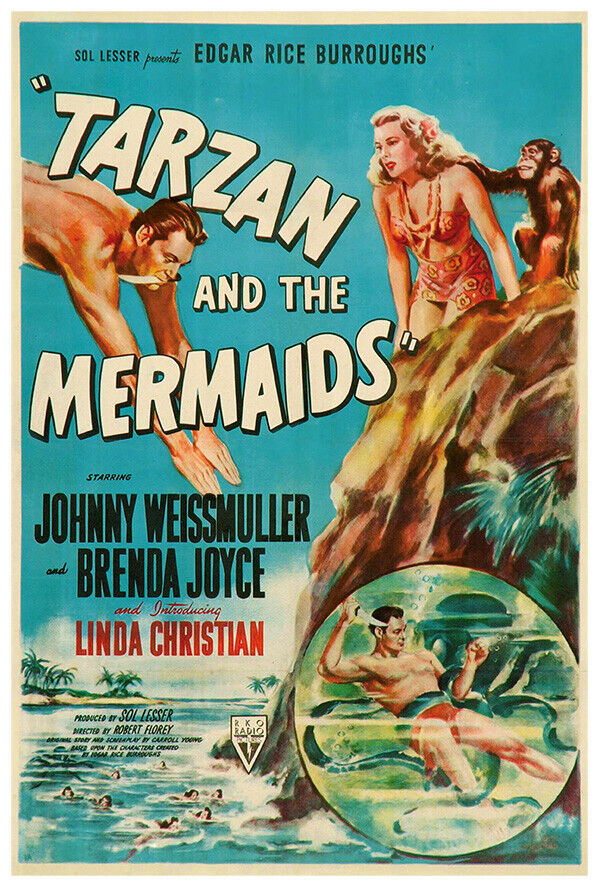 Tarzan and the Mermaids - Johnny Weissmuller - Classic Movie Poster