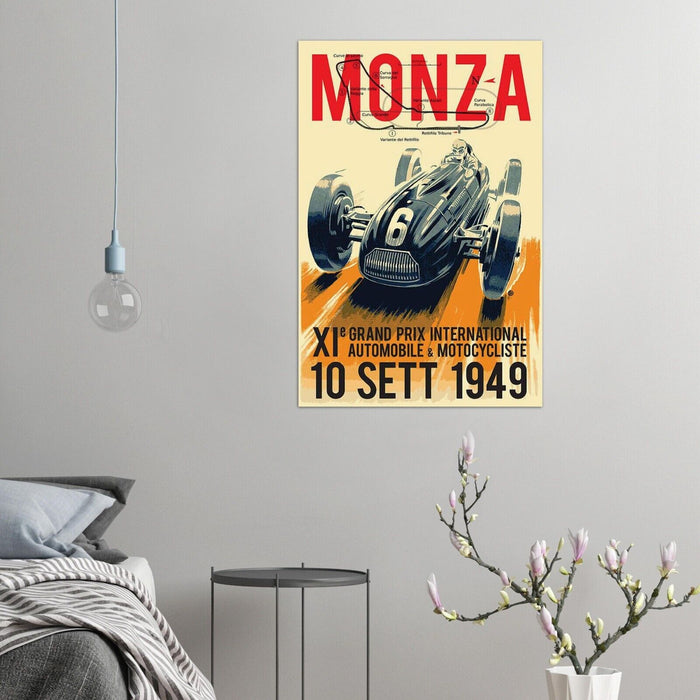 Monza Grand Prix 1949 - Vintage Racing Travel Poster - Auto Posters