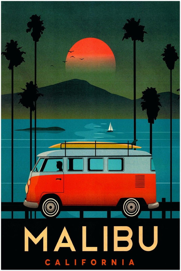 Travel Posters Malibu - California Vintage Travel Poster