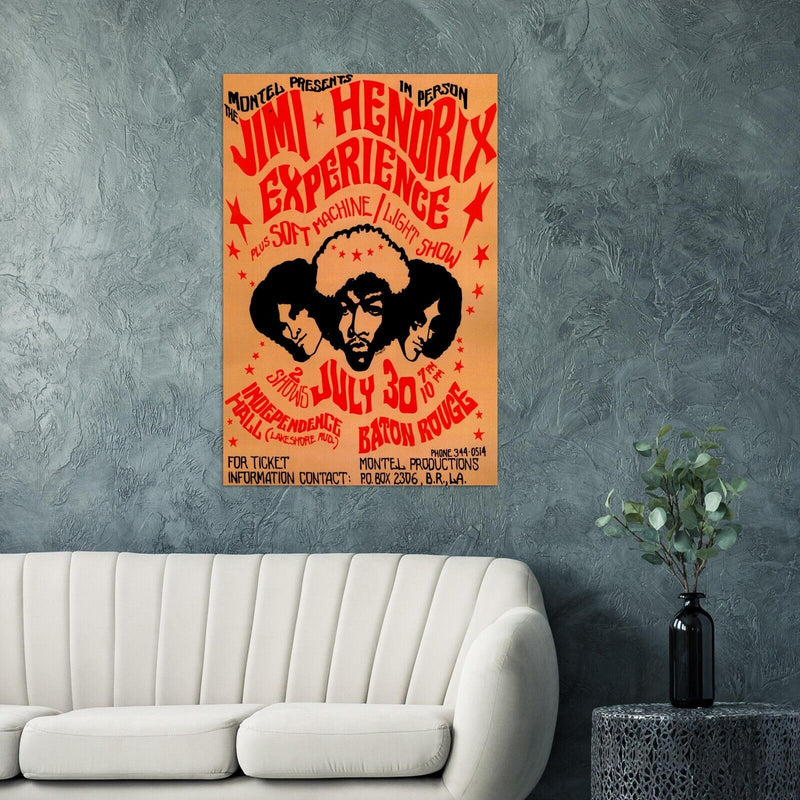 Jimmy Hendrix Concert Poster - Baton Rouge - Music Print, Rock Wall Art