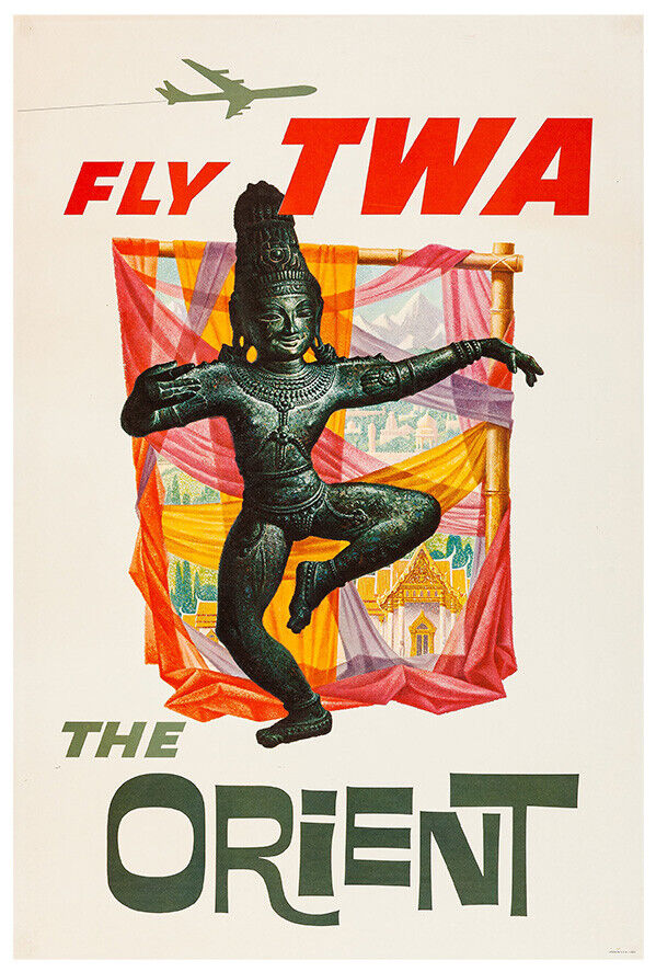 TWA - Trans World Airlines  - The Orient  - Vintage Airline Travel Poster