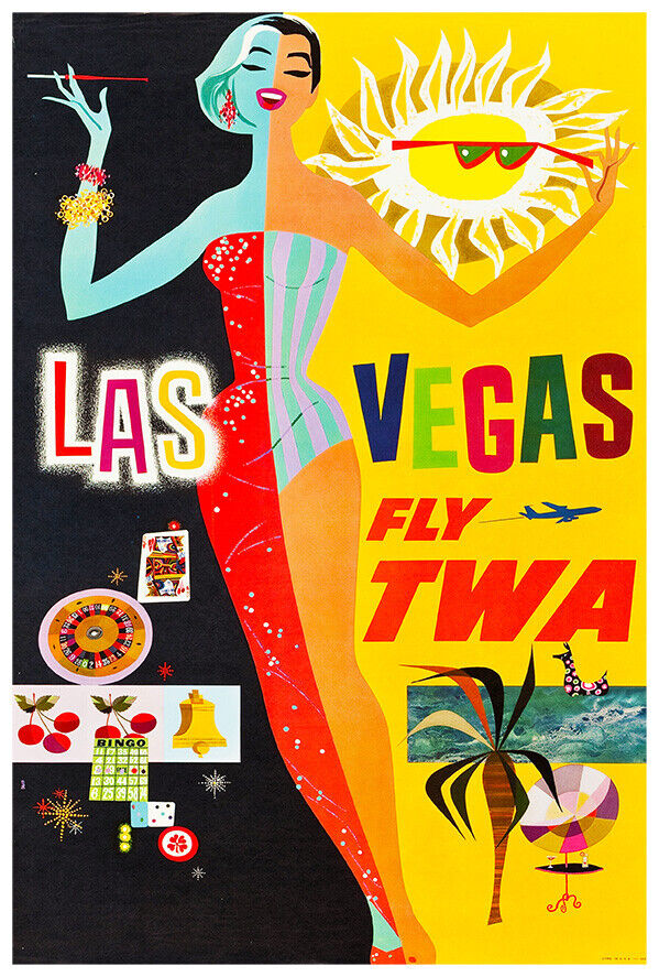 Trans World Airlines - Fly TWA - Las Vegas - 1950s - Vintage Travel Poster