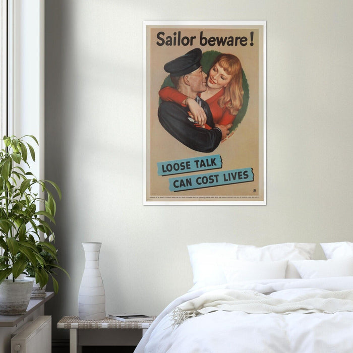 Sailor Beware! Loose Talk Can Cost Lives - World War 2 Poster - WW2 Vintage