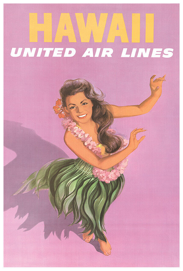 United Airlines - Hawaii - 1950s - Vintage Travel Poster - Version