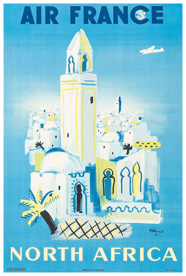 Air France - North Africa - Vintage Airline Travel Poster