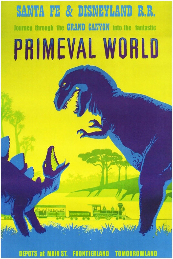 Disney Attraction Poster -  Primeval World - Disneyland Vintage Poster