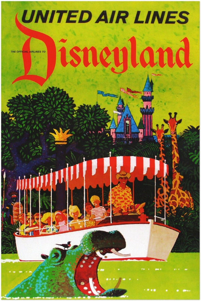 Disney Attraction Poster -  Jungle Cruise - United Air Lines - Disneyland