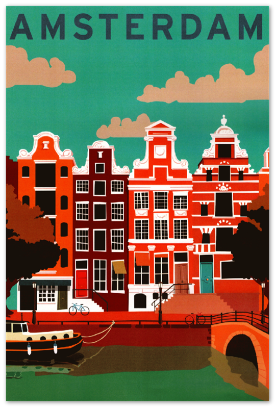 Amsterdam - Vintage Travel Poster