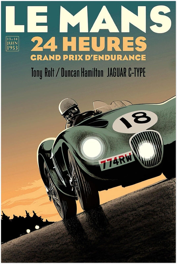 Le Mans 24 Heures 1953 - Vintage Auto Racing Poster