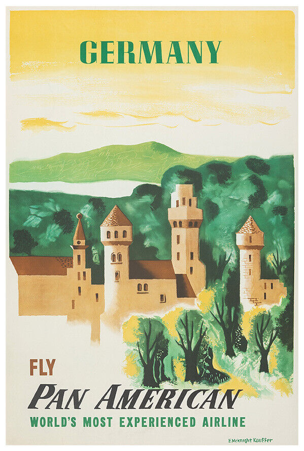 Pan American Airlines - Pan Am - Germany - 1950s - Vintage Travel Poster