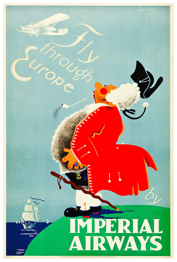 Imperial Airways - To Europe - 1939 - Vintage Airline Travel Poster