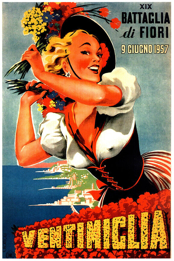 Ventimiglia - Battle of Flowers - Italy - Vintage Travel Poster