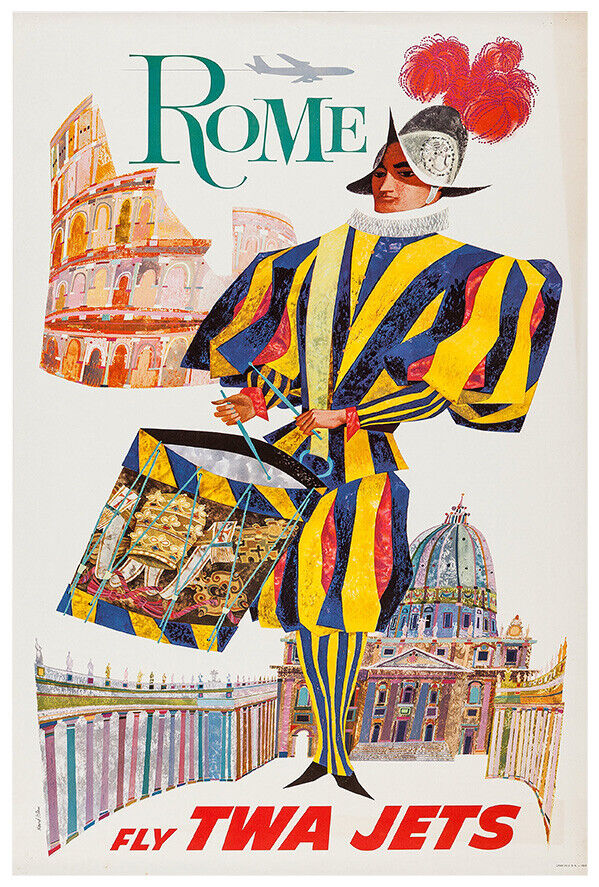 Trans World Airlines - Fly TWA - Rome - 1960s - Vintage Travel Poster