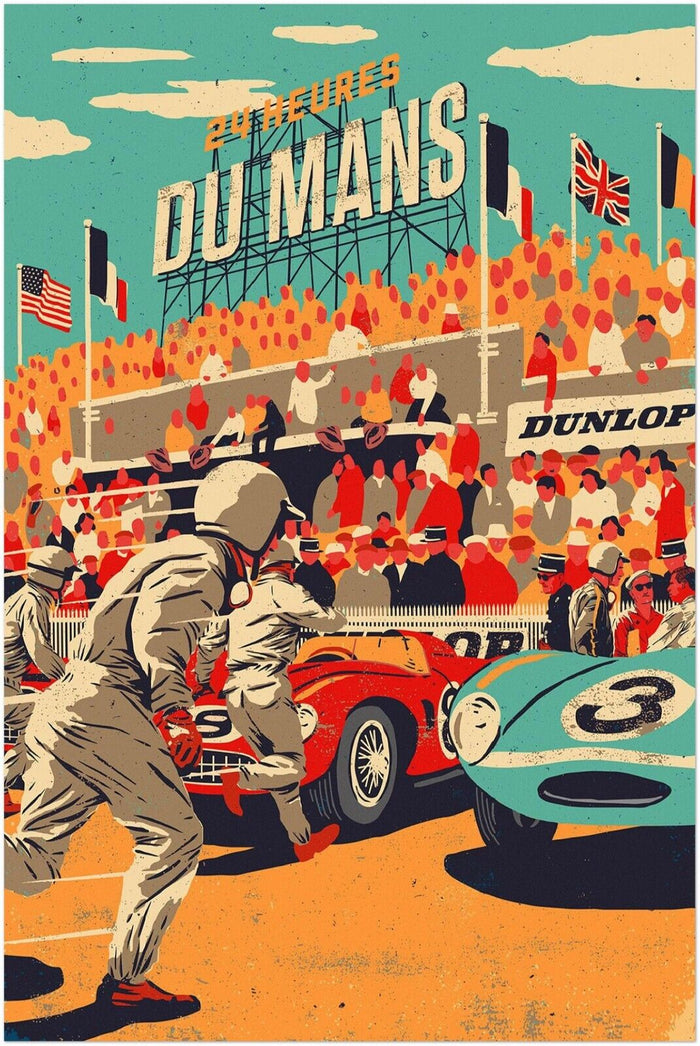 24 Heures Le Mans - 1950s Era - Vintage Racing Poster - Auto Posters