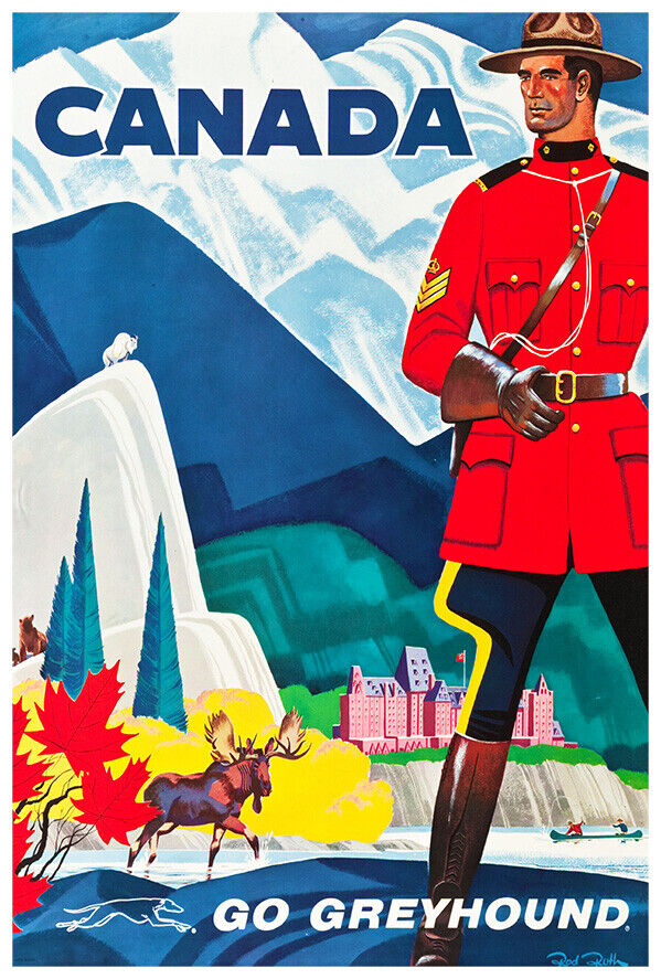 Canada - Greyhound Bus Line - 1960s Vintage US Travel Poster